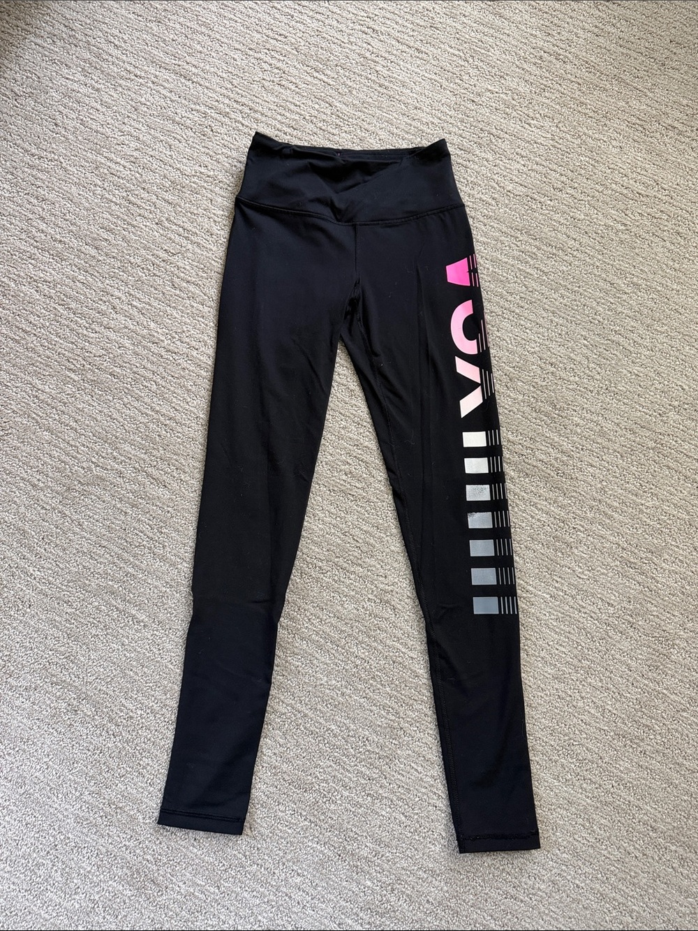 Victoria's Secret Black Leggings with Pink and Gray Side Print